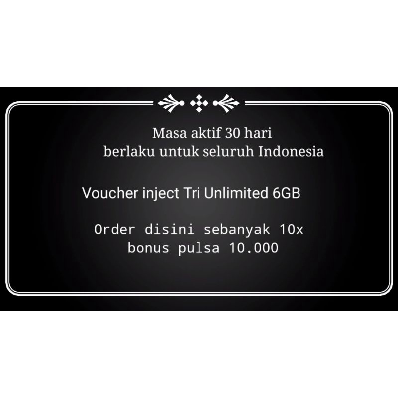 voucher Tri Unlimited 6GB (inject)