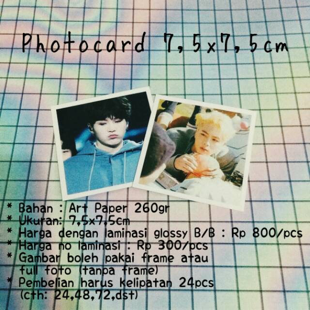 CETAK FOTO - CETAK PHOTOCARD SQUARE 7,5 X 7,5 CM WATERPROOF