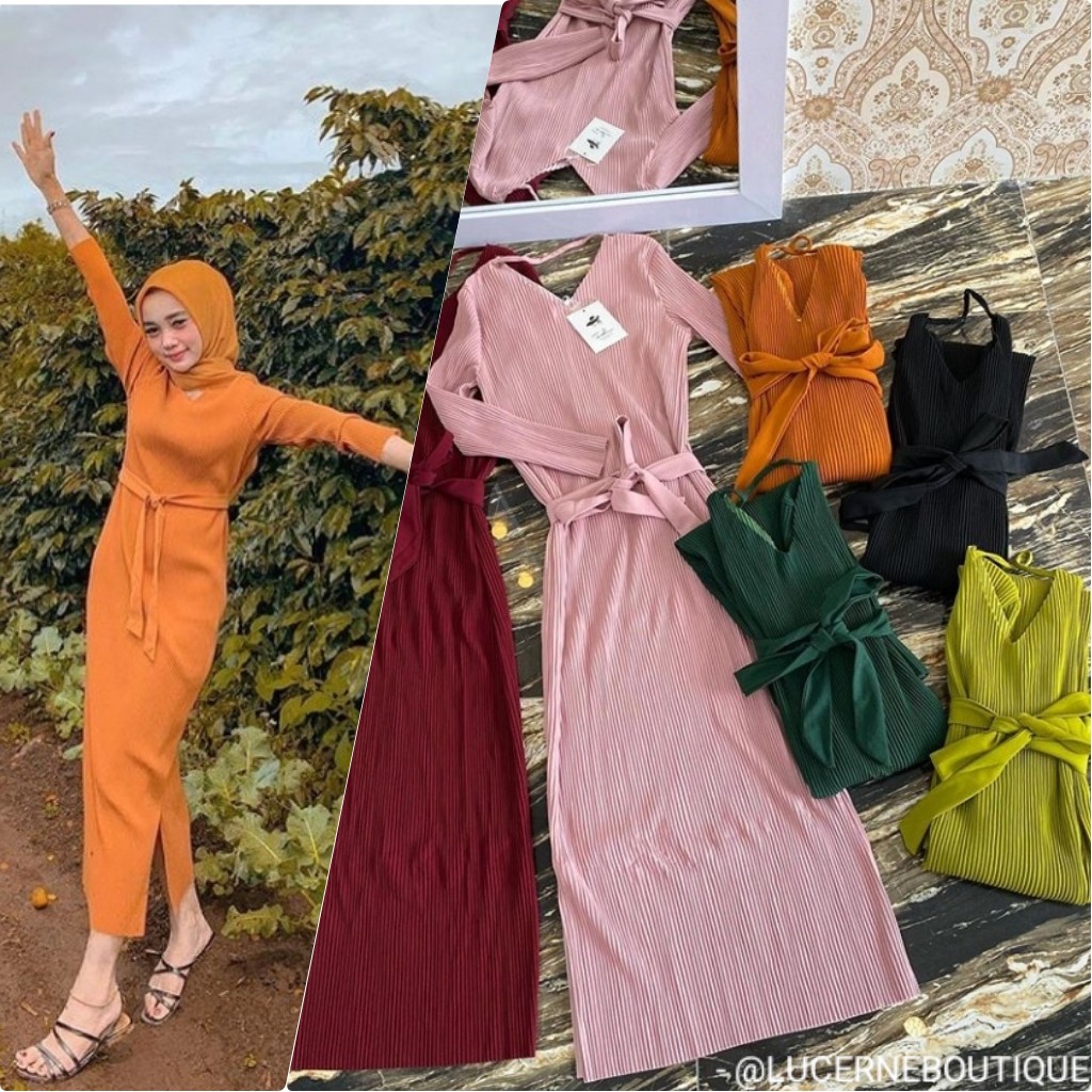 BODYCON DRESS POLOS IMPORT NABILA FREE BELT SEMI RAJUT PREMIUM BANGKOK | DW92