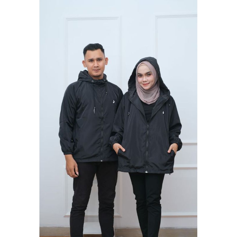 jaket parasut pria wanita distro hitam/jaket parasit pria wanita/3second wanita