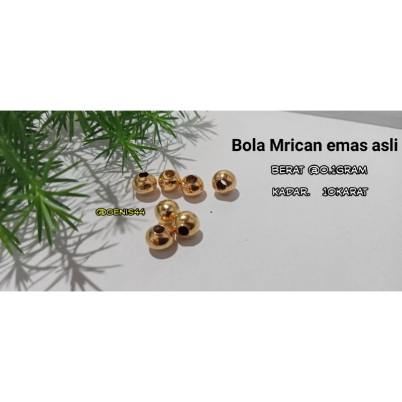 emas Mrican 0.1gram kadar 10karat / Mrican 0.1gram /bahan gelang tali Mrican/ mini gold /emas mini /
