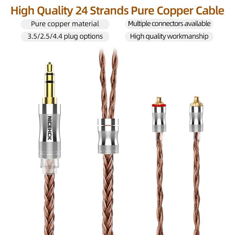 NiceHCK C24-4 Audio Cable 24 Core Pure Copper Cable Earphone Wire Upgrade Cable 24 Core