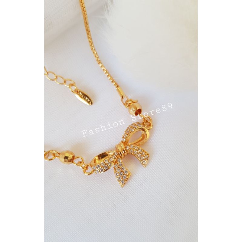 fashion kalung Xuping motif Pita Cantik Elegant Bestquality Import perhiasan lapis emas 18k