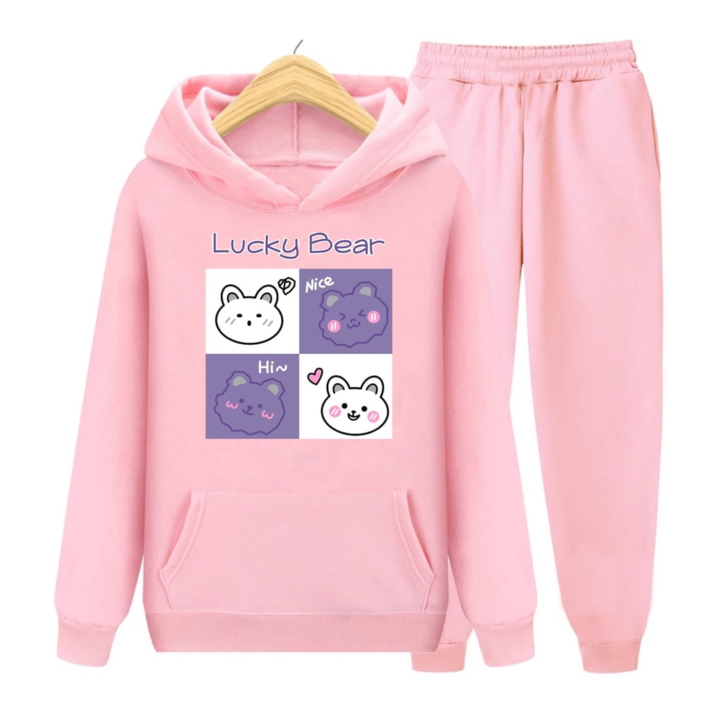 YMF - Setelan Sweater Hoodie Lucky Bear | Anak-Remaja ( SET Hoodie - Lucky Bear )®