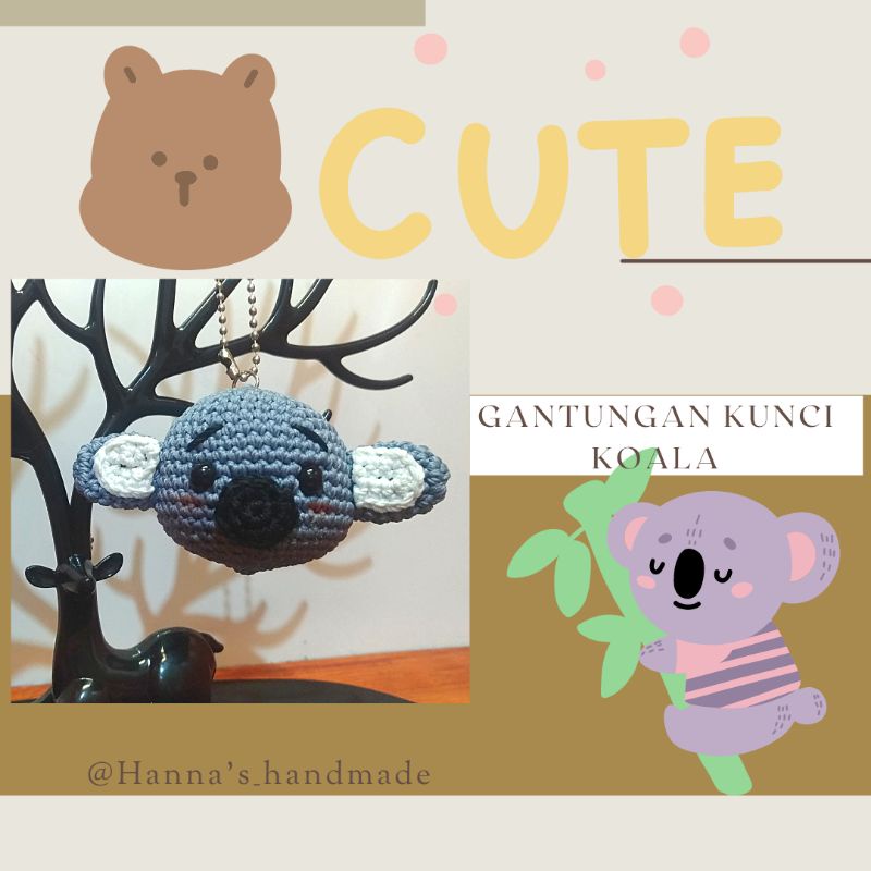 gantungan kunci rajut koala / keychain koala crochet