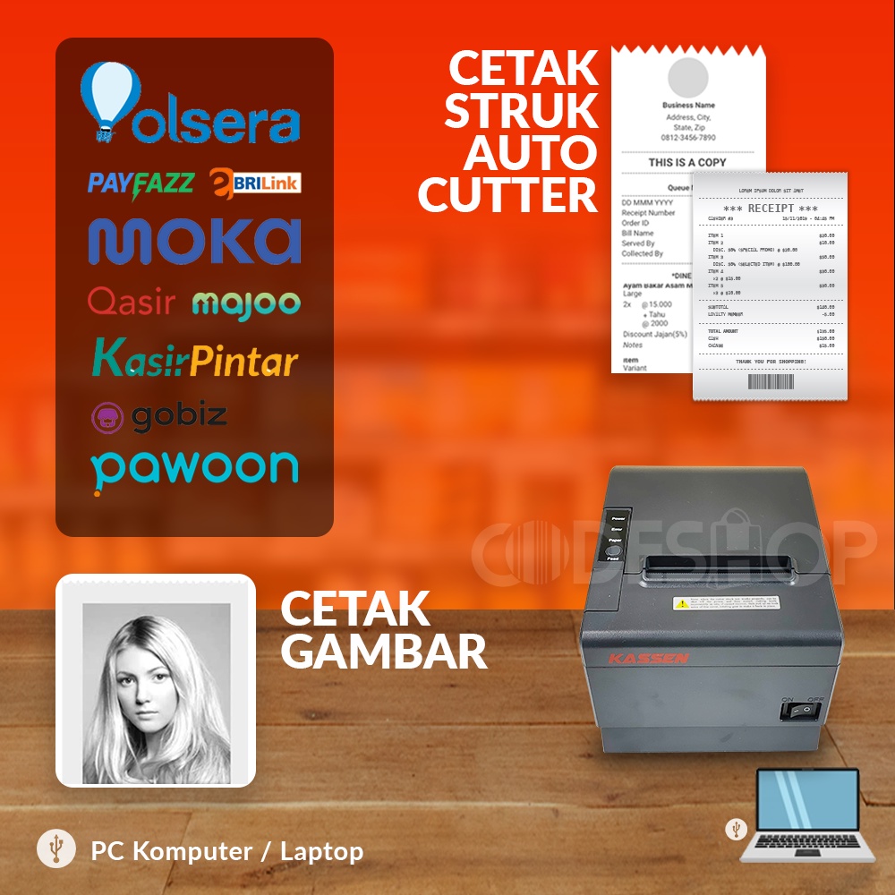 Printer Thermal Kassen BTP 3100 Printer Cetak Struk Kasir Auto Cutter 80mm