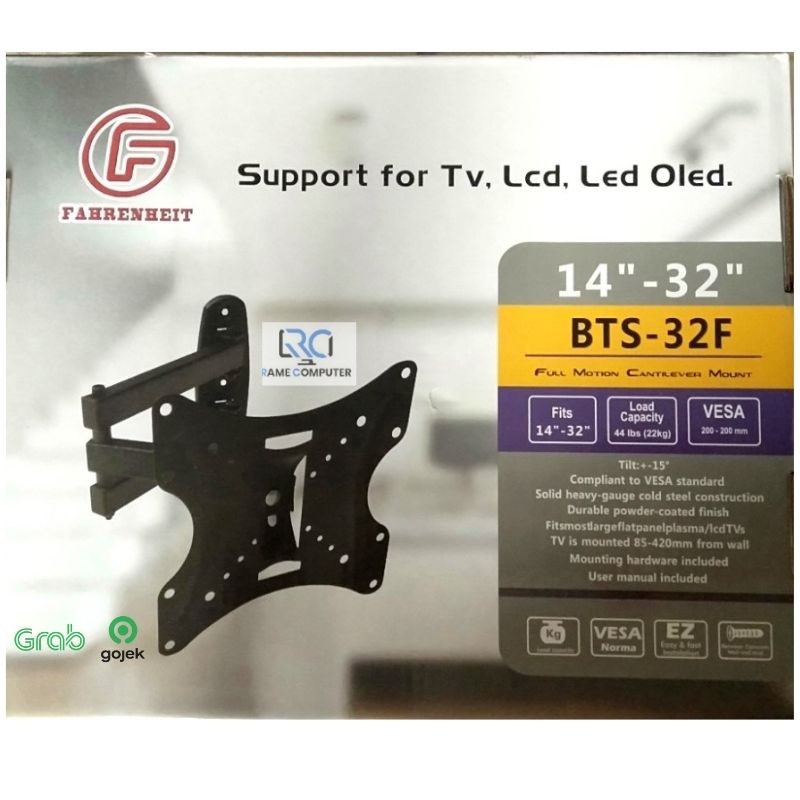 Bracket TV 14&quot; ~ 32&quot; Tilt 15 Degree FAHRENHEIT BTS-32F