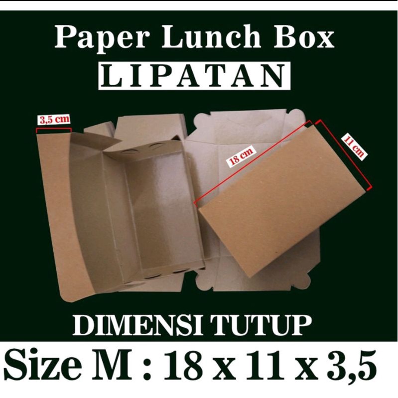 (100pcs) Box Makanan Coklat Lipatan Lembaran Ukuran M / Lunch Box M Craft Brown Lipatan Size M