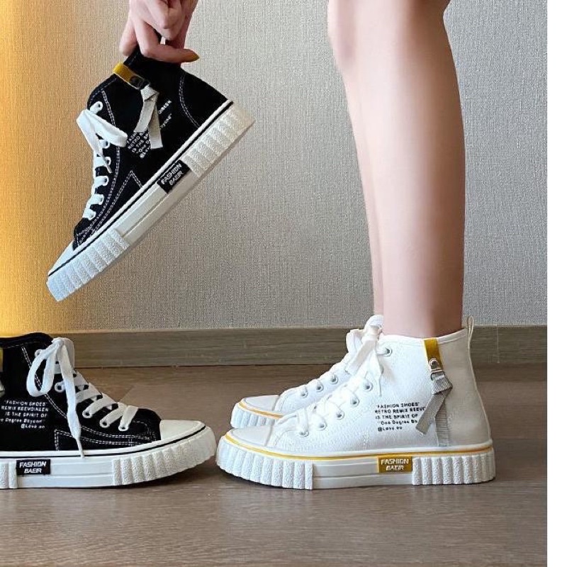 (Size 36-40) Sepatu Sneakers Canvas Hightop Wanita Import Korea Fashion Mutuoni /Sepatu Kets Korean Style Terbaru