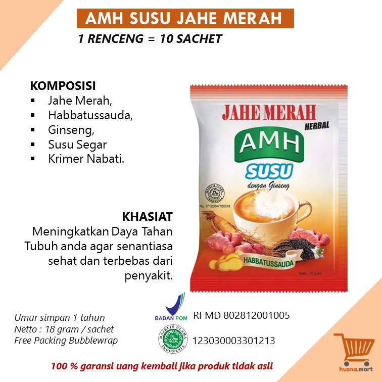 AMH Jahe Merah Susu Minuman Herbal Renceng isi 10 Sachet