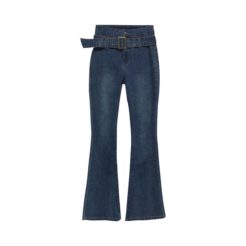 celana jeans pinggang tinggi wanita cerobong asap ahli wide belt jeans women s high waist flare pant