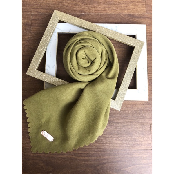 Part 1 Voal Arabian Jilbab Polos Sahara Hijab Segiempat-Olive