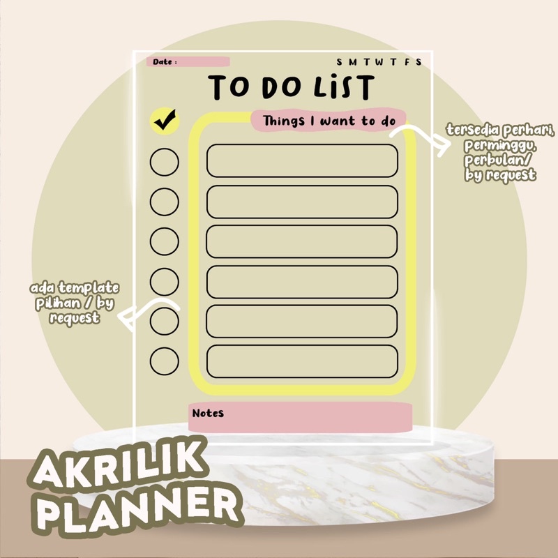 

AKRILIK PLANNER / TO DO LIST / WEEKLY PLANNER