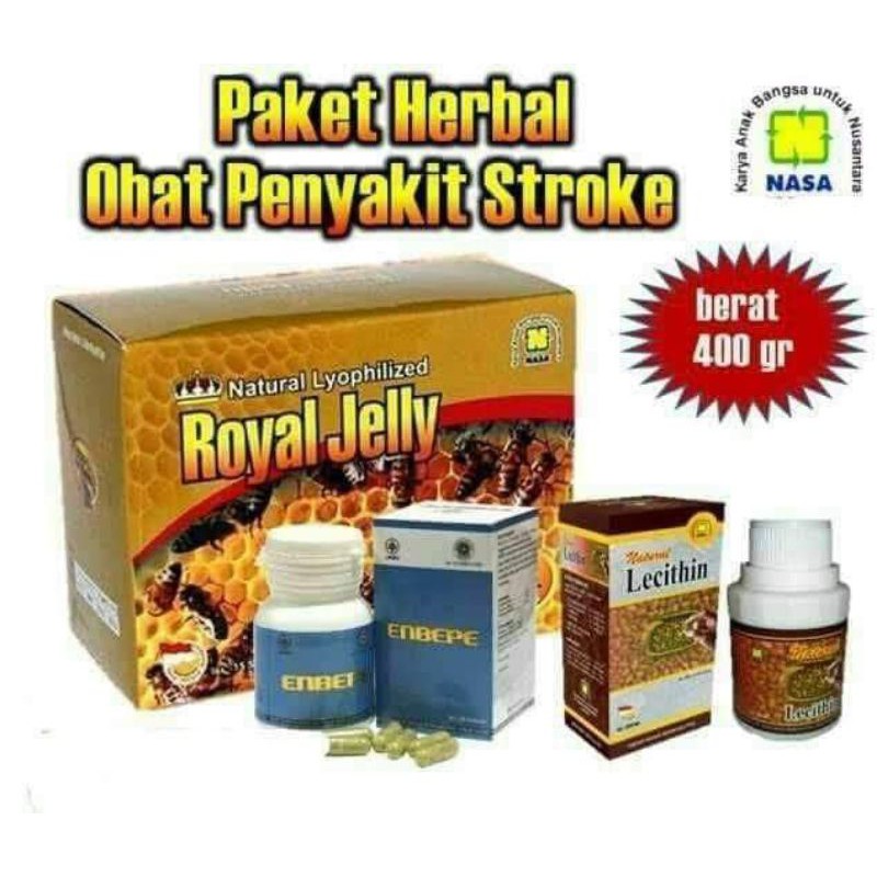 Paket obat stroke herbal nasa/royal jelly enelcete/enbepe original bpom