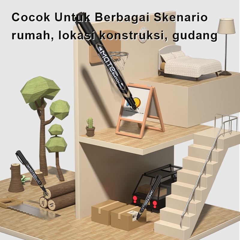 Deli Spidol Permanen Tahan Air Highlighter Pulpen 0.5mm 1.0mm Cepat Kering Hitam 12pcs Spidol Permanent Marker