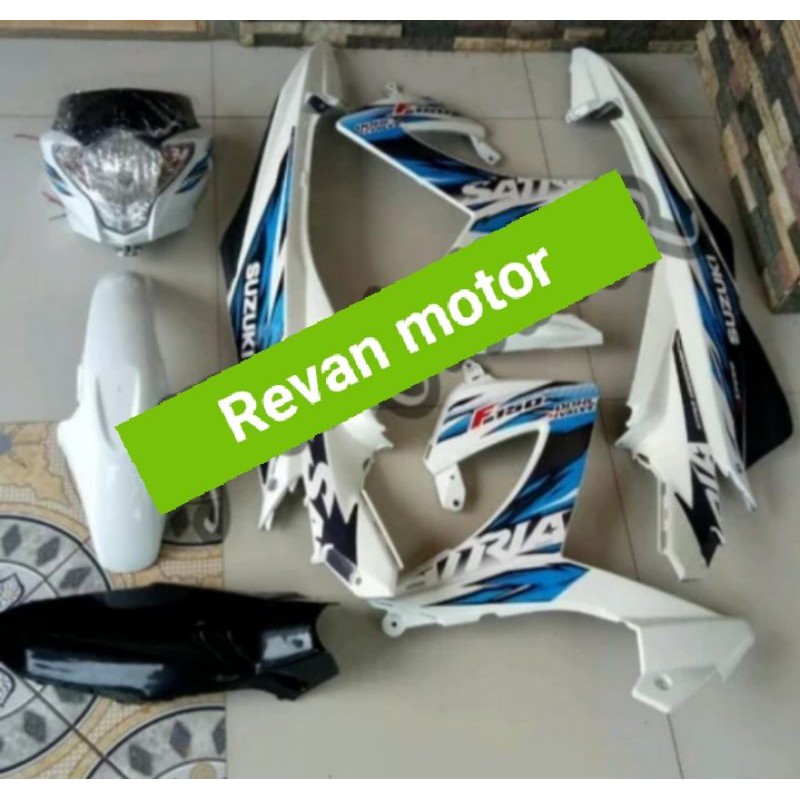 cover body Suzuki Satria Fu facelift putih biru