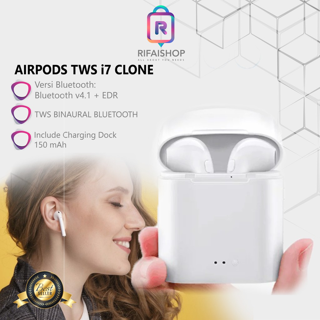 Headset Bluetooth I7 TWS Twins Bluetooth With Charging Dock Hanset