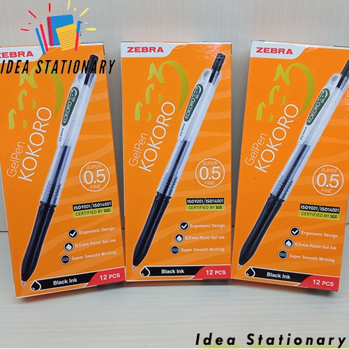 

READY STOCK!! Ballpen Bolpoint Pulpen Kokoro Hitam 0.5 Pack // Box // isi 12 pcs // Zebra