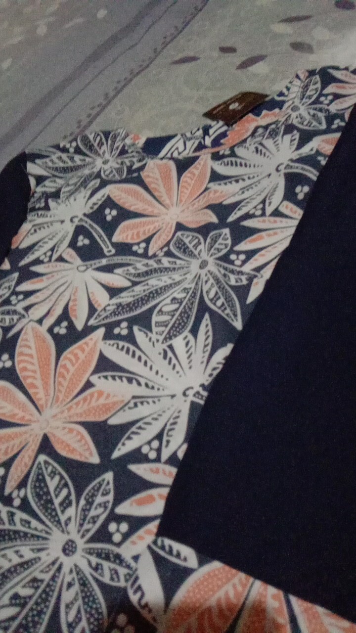 Batik Tunik Shibori Jumputan Terbaru Size S-3l / Hrb026 Yelbor Navbor / Biru Putih