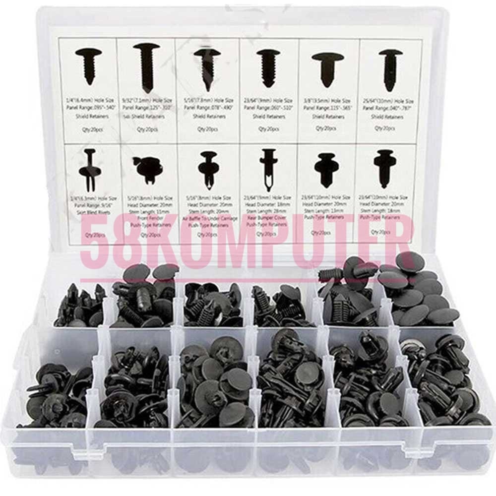 Baut Baud Rivet Clip Klip Mobil Fender Doortrim Bumper Dashboard Mobil Universal Toyota Honda Car Push Pin Fasteners 240pcs+5pcs Pengungkit