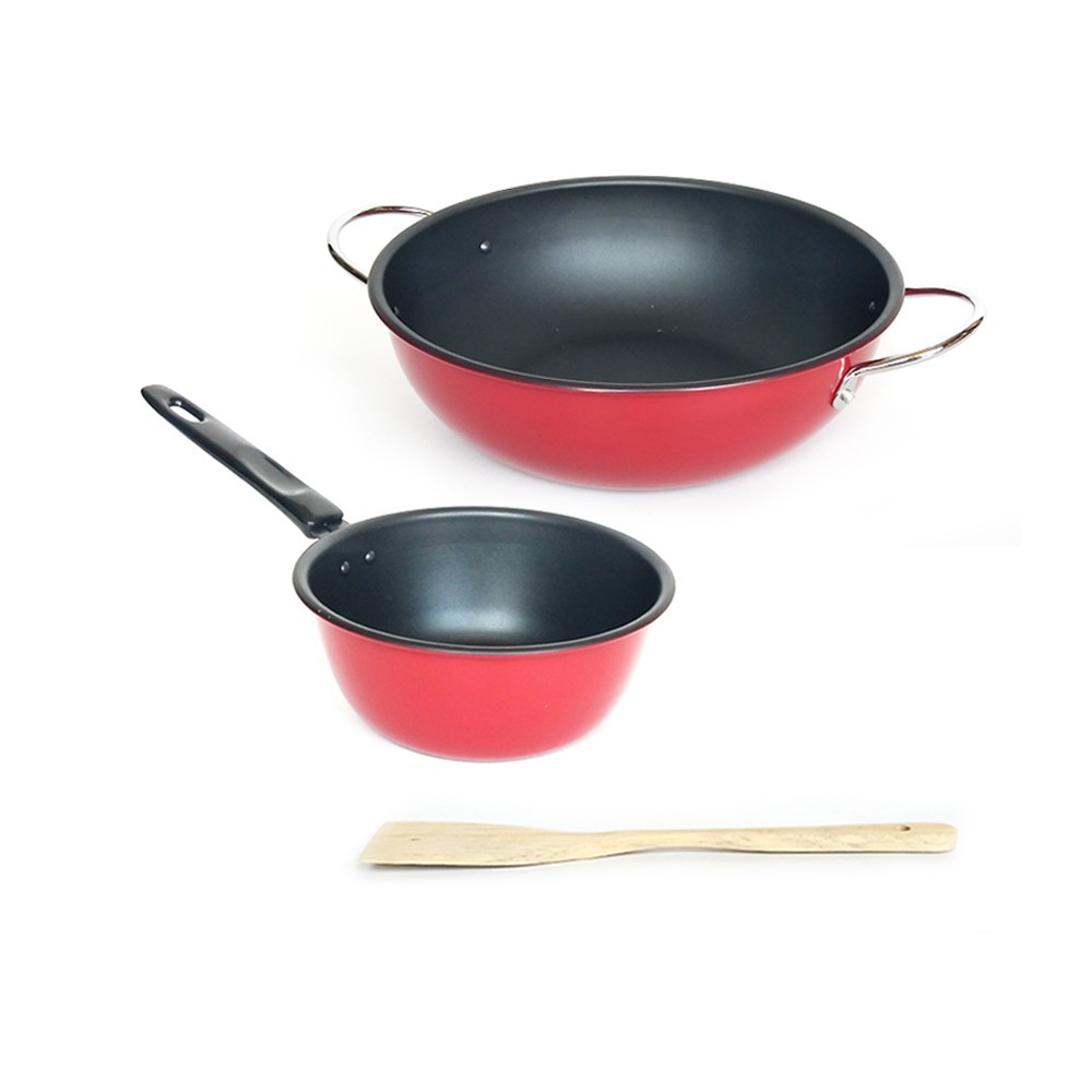 Wajan Panci Penggorengan Serbaguna Wok Frying Pan Enamel Wajan Panci Penggorengan Serbaguna Wok Frying Pan Enamel