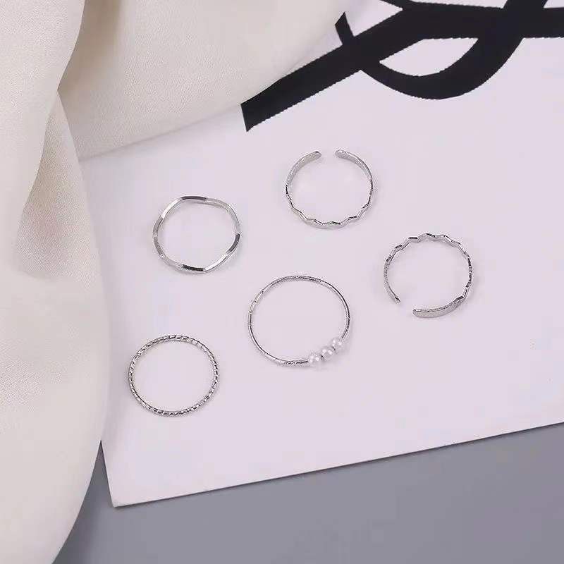 Set Cincin Model Gelombang Gaya Korea Untuk Wanita