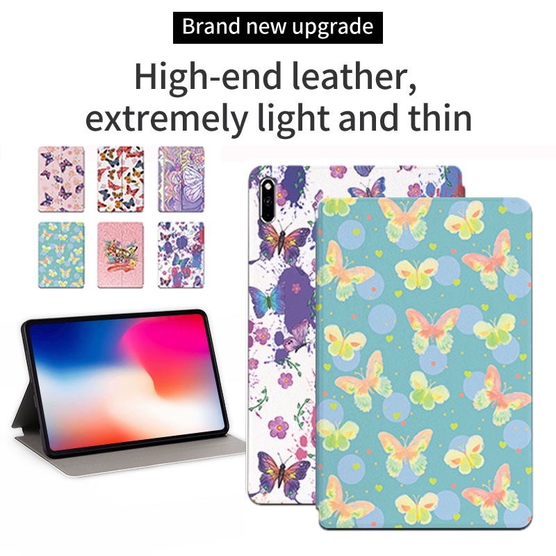 Untuk Huawei Matepad11 (2021) 10.95-inci Tablet Stand Cover Hard Case Fashion Fancy Color Butterfly Series Flip Leather Casing