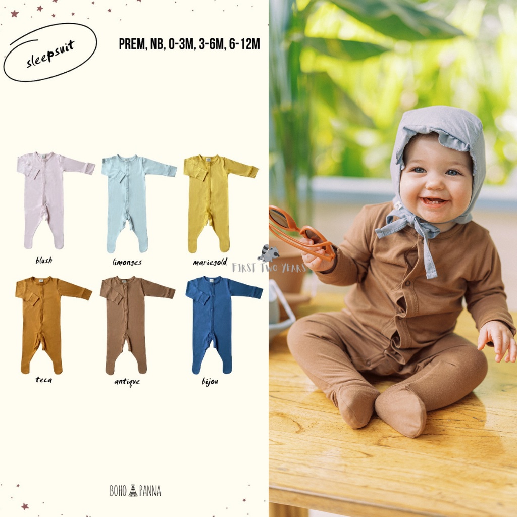 BOHOPANNA - SLEEPSUIT NB 0-3M 3-6M 6-12M - Baju Tidur Bayi