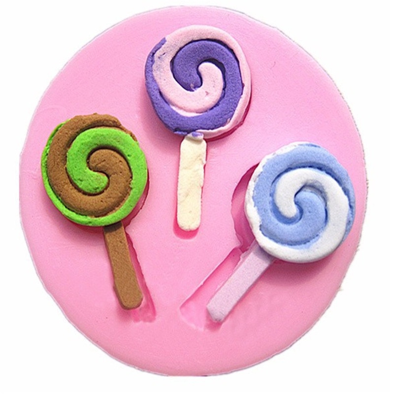 Mini Cute Lollipop Design Silicone Fondant Mould 3D Sweet Candy Chocolate Mold DIY Party Cake Biscuit Baking Tool