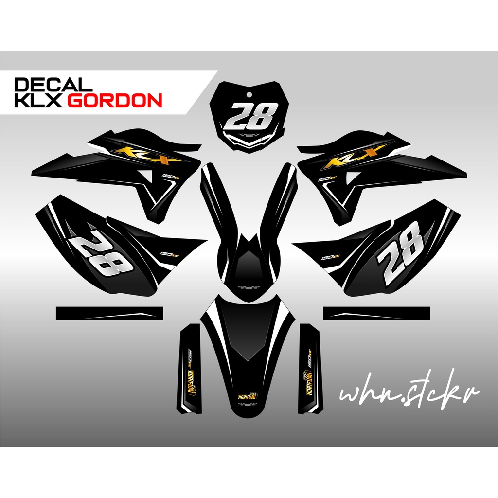 DECAL KLX GORDON HITAM PUTIH