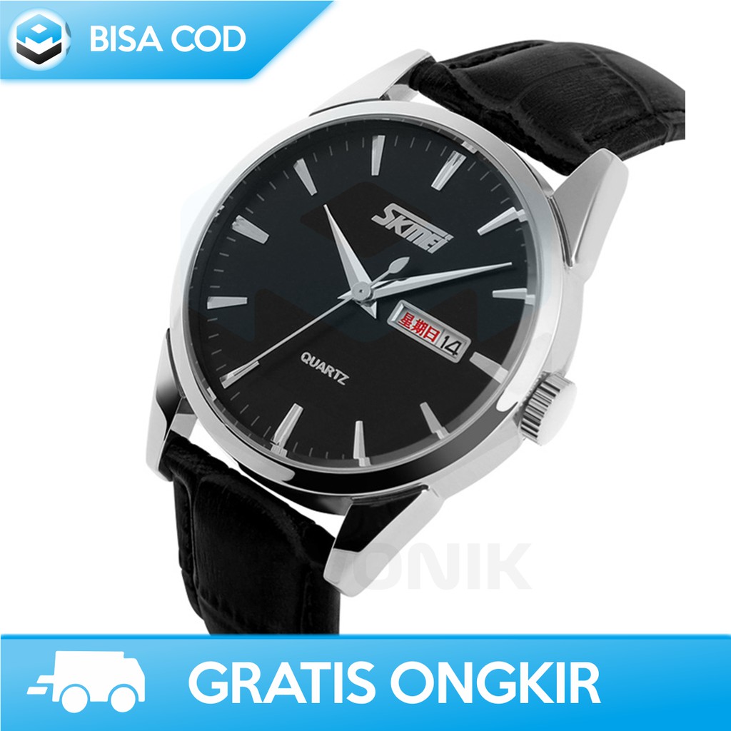 JAM TANGAN PRIA KULIT ANTI AIR ORIGINAL SKMEI 9073CL - JAM TANGAN ANALOG PRIA DEWASA MURAH BERGARANS