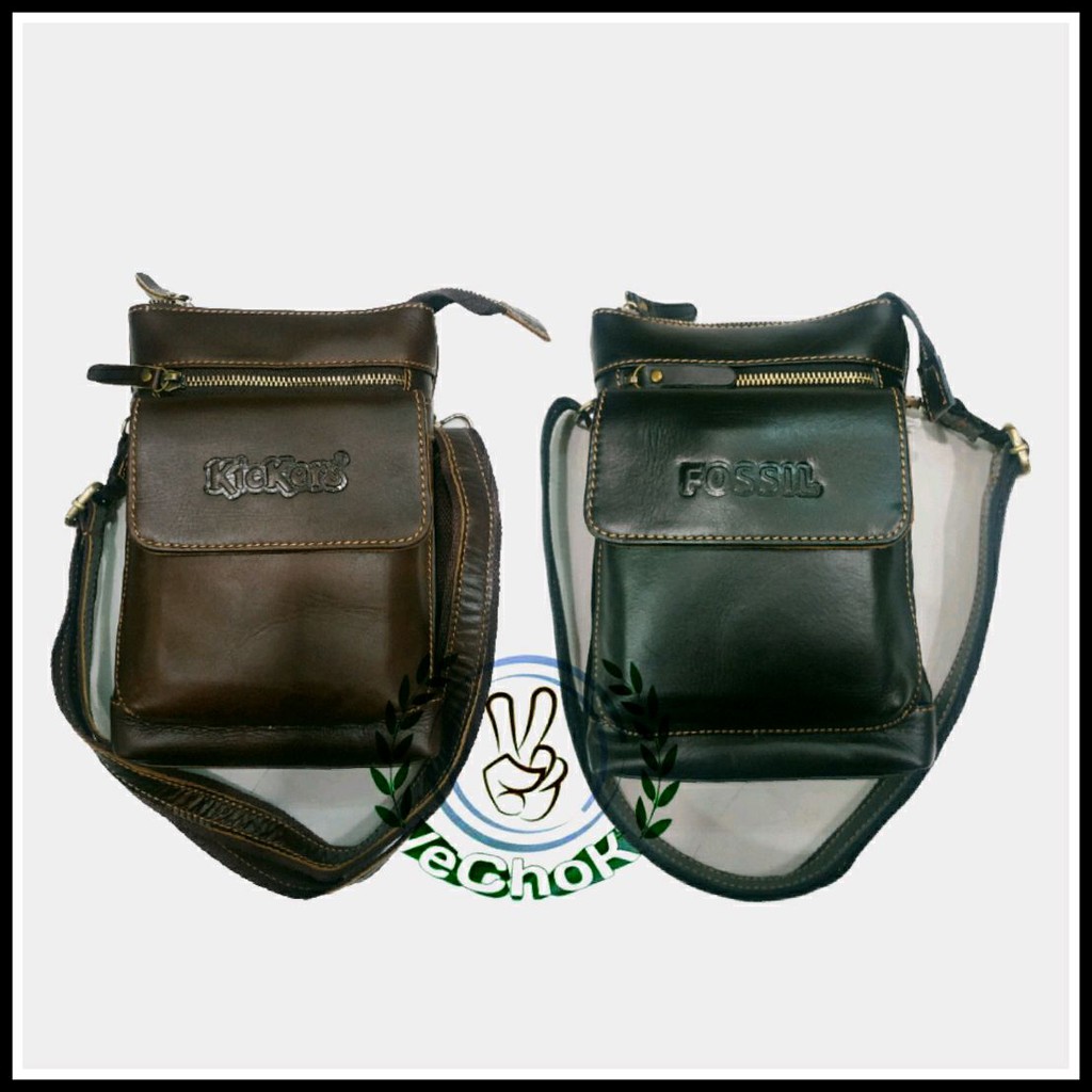 Tas Selempang Pinggang Pria Kulit Sapi Asli - Kickers BAJ420