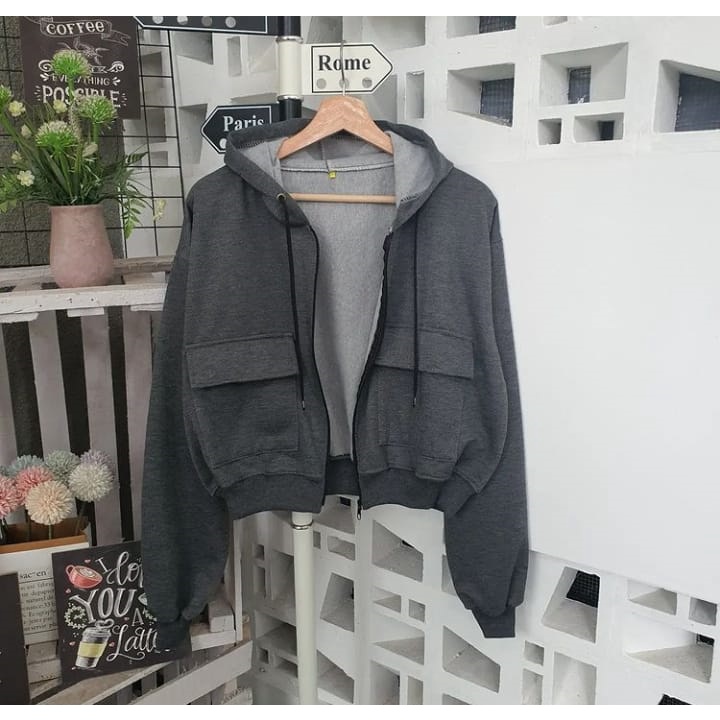 Sweater Wanita Grosir Berkualitas -Zarra Crope hoodie