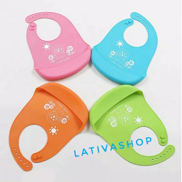 CELEMEK MAKAN BAYI ANAK/ CELEMEK SILIKON SILICONE BIB SLABBER