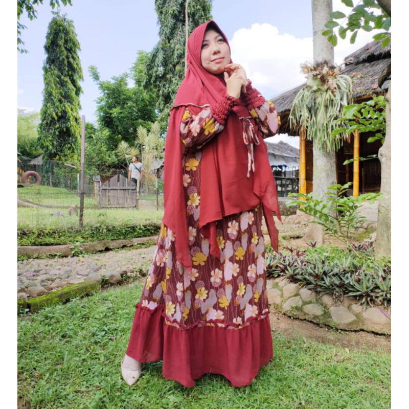 Gamis Syari Ceruty Printing Rampel