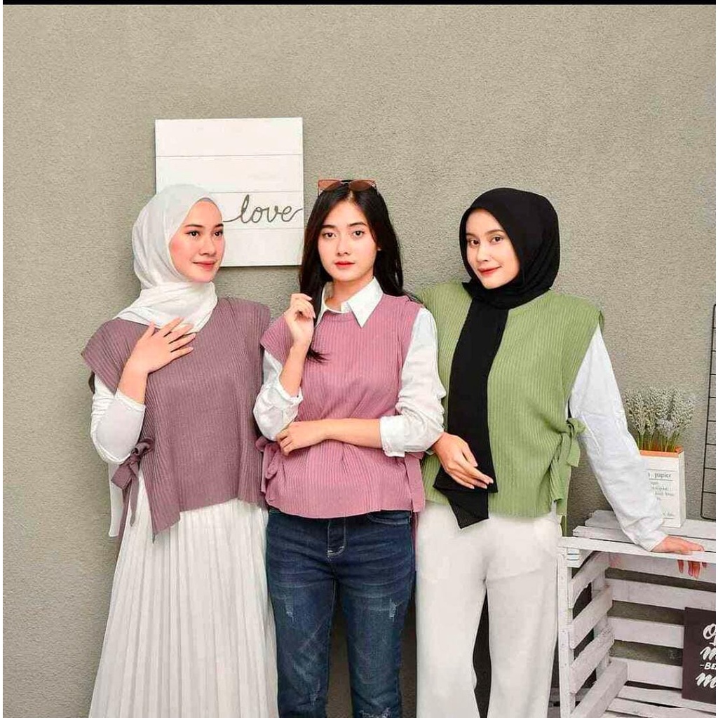 Vest Andin Knite Rajut Premium / Vest Rajut / Vest Tali Wanita / Vest Wanita