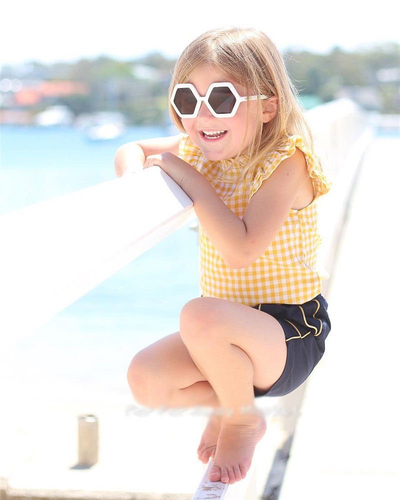 Fashion Polygonal Kids Sunglasses Vintage Shades Sunglasses for Girls Boys