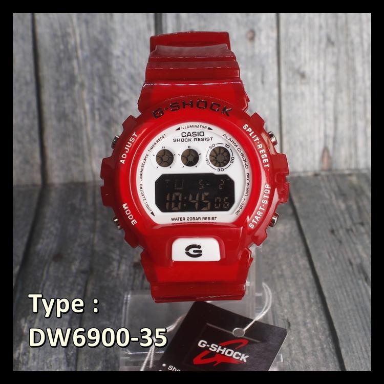 (Promo) Best Seller  G-Shock Casio Dw6900 Merah Jelly Jam Digital Outdoor .