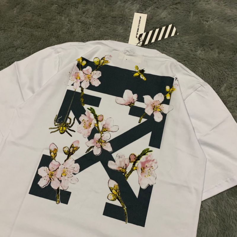 Kaos Tshirt Off White Cherry Blossom Fulltag &amp; Lebel