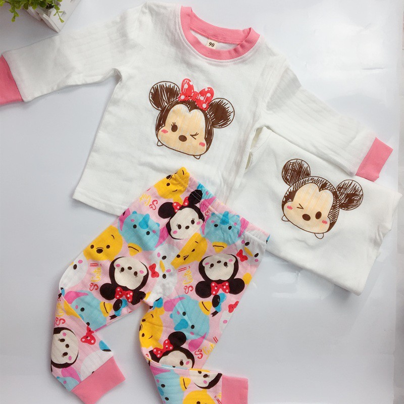 Baju Tidur Anak Lengan Panjang Kaos Tsum Tsum Minnie Mickey