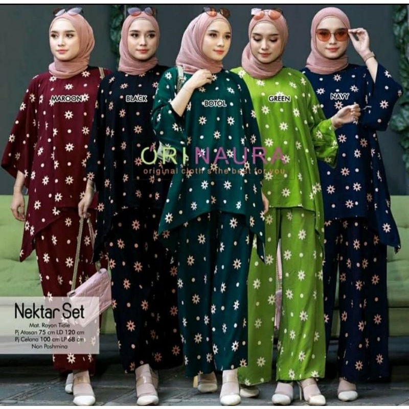 [BISA COD] SETELAN RAYON JUMBO/ ONE SET RAYON WAKA WAKA MOTIF BUNGA NEKTAR