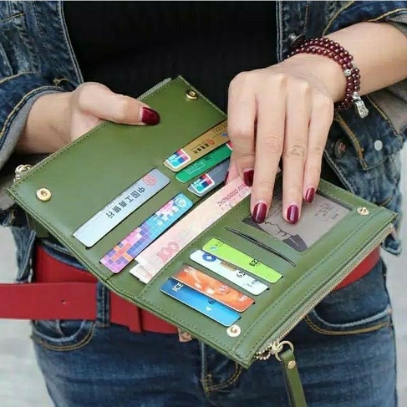 DOMPET WANITA MURAH FULL JAHIT BORDIR KULIT KEKINIAN SIMPLE