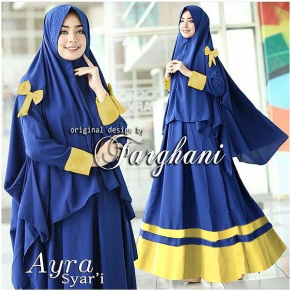 Baju Muslim Wanita Aida Syaii Navy N1 - Baju Gamis Muslim Wanita Jersey Navy