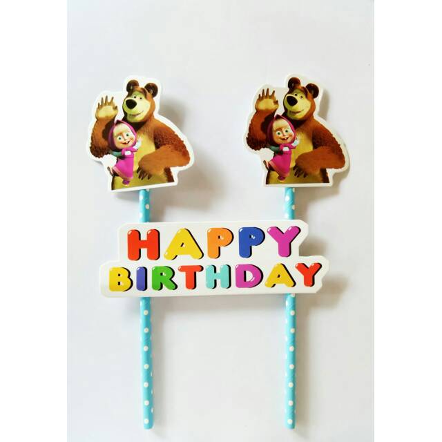 Topper toper cake hiasan kue ulang tahun karakter masha and the bear