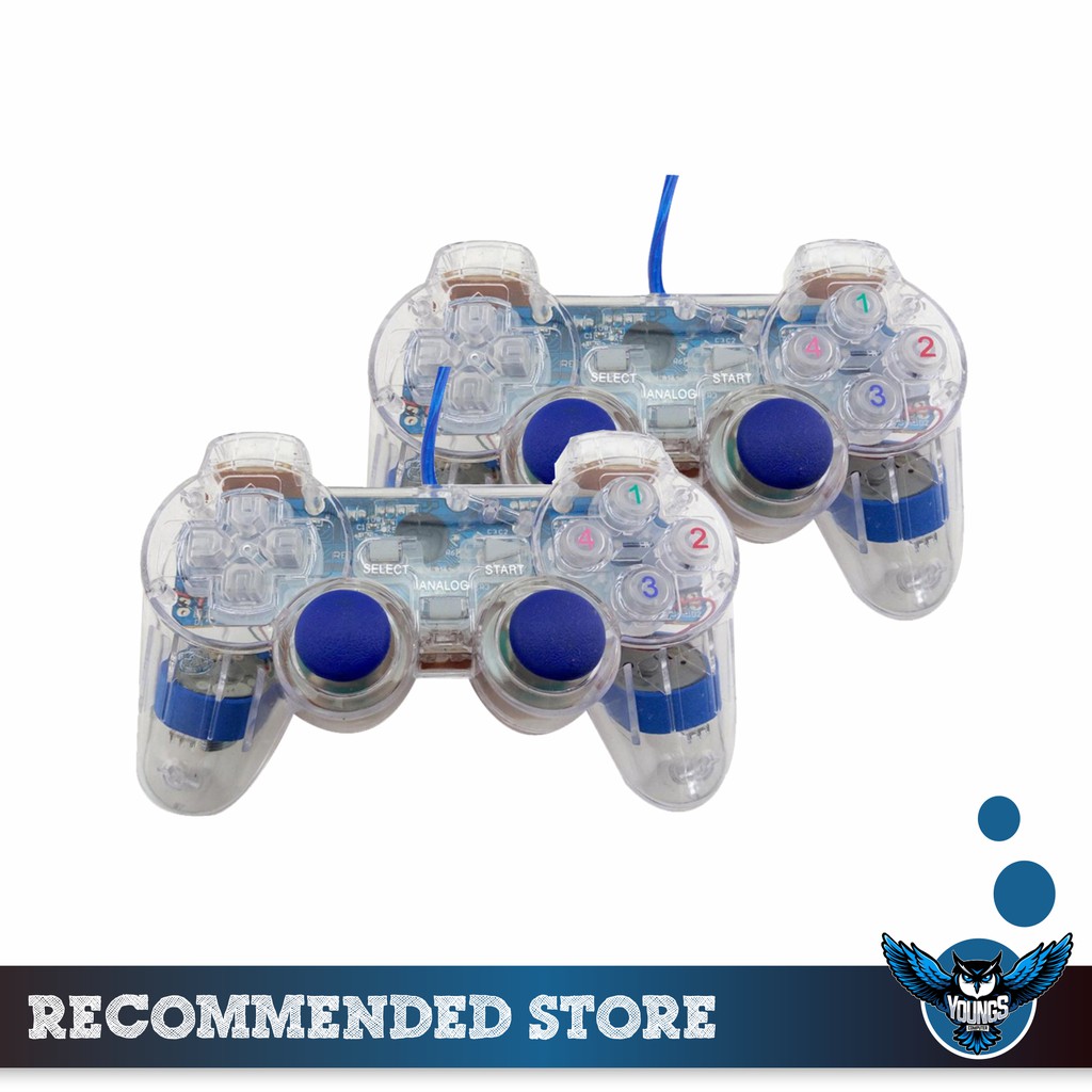 GAMEPAD DOUBLE TRANSPARAN JOYSTICK STICK STIK GAME PAD