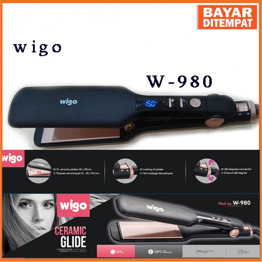 Wigo Catok Pelurus Rambut W-980 Hair Straightener Catokan Ceramic Glide