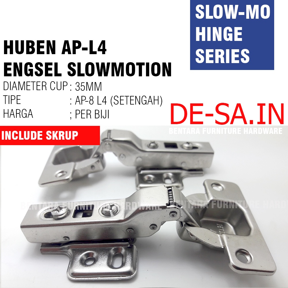 Huben AP - L4 Series 35MM Engsel Sendok Slow Motion Lurus Setengah Full Bungkuk