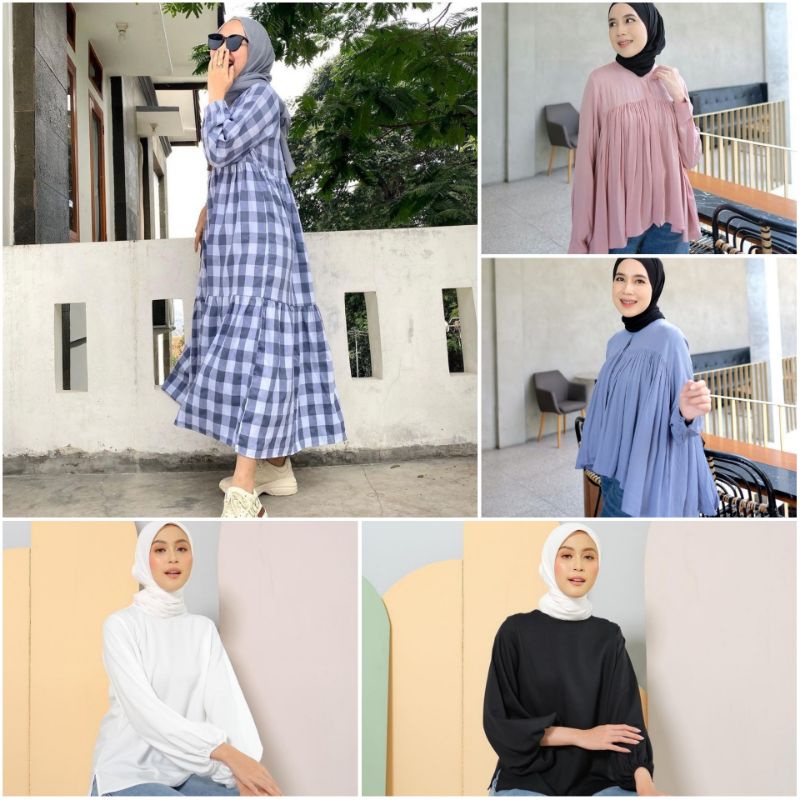 Crinkle Blouse | Basic Blouse | Gingham Flanela Dress by Outfix