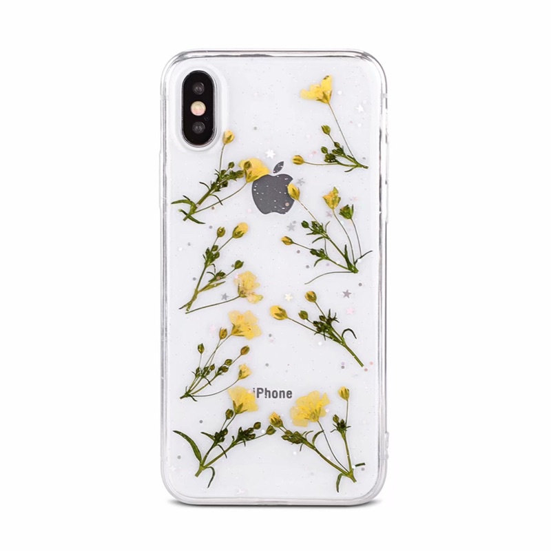 Dried Flower Yellow + Popsocket iPhone Oppo Vivo Xiaomi Samsung S7 S6 Edge S8 S9 S10 J3 J5 J7 pro V9