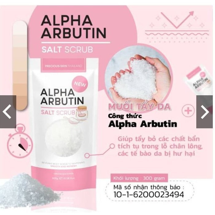 Alpha Arbutin 3 Plus Whitening Body Shower Salt Scrub / Lulur / Garam Mandi PRECIOUS SKIN THAILAND